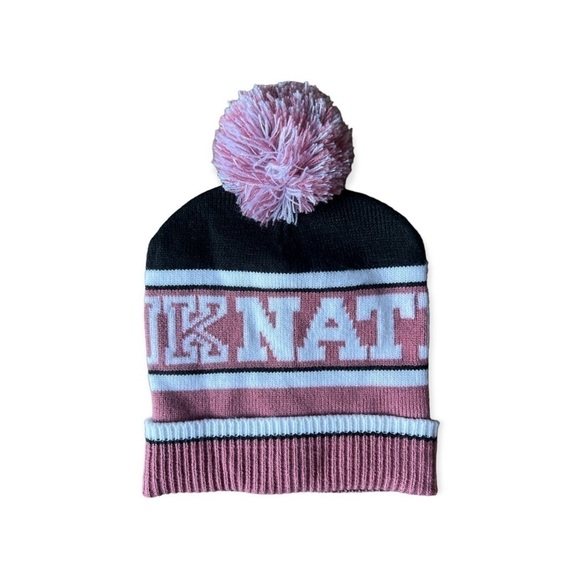 PINK Victoria’s Secret Pink Nation Pom Pom Beanie, One Size - Picture 1 of 4